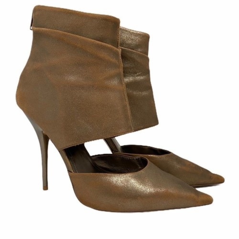 Aldo‎ Bronze Metallic Cutout Pointed Toe Stiletto Ankle Boots Size 37 US 7